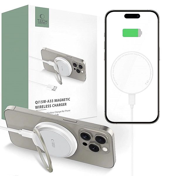 Tech-Protect Qi15W-A33 Magnetic Magsafe Wireless Charger White