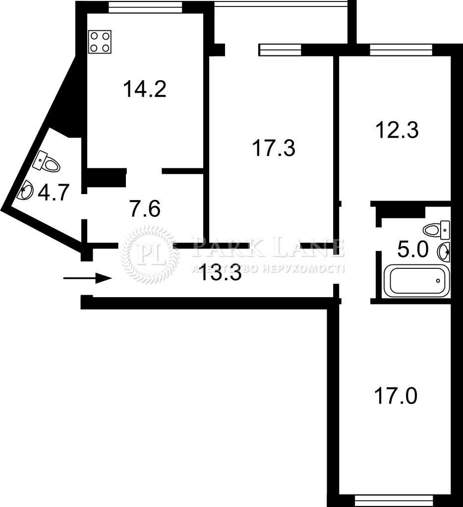 3-кім (94 м) Урлівська 36 / Ахматової/ Григоренка м. Осокорки, Позняки