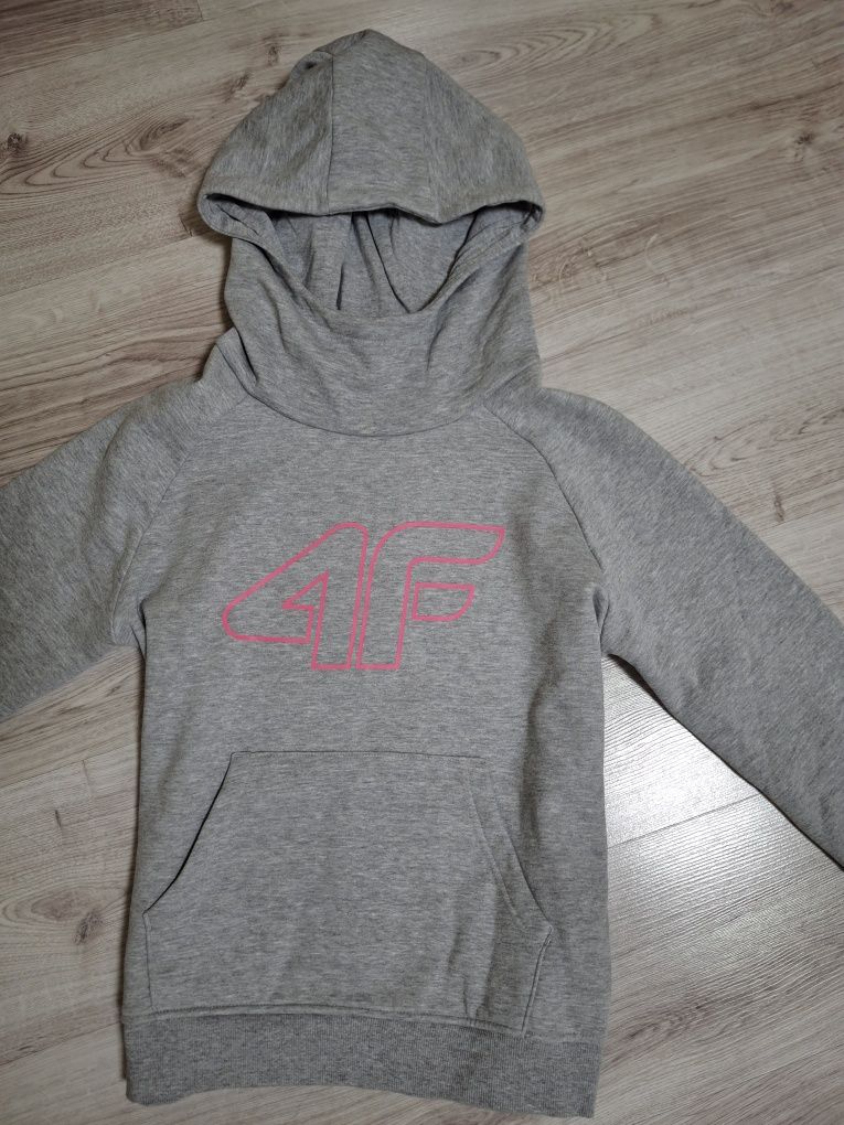 4F J.Nowa Bluza Dziewczęca 4F! Szara! Kaptur! Duże Logo 4F! Roz.158!