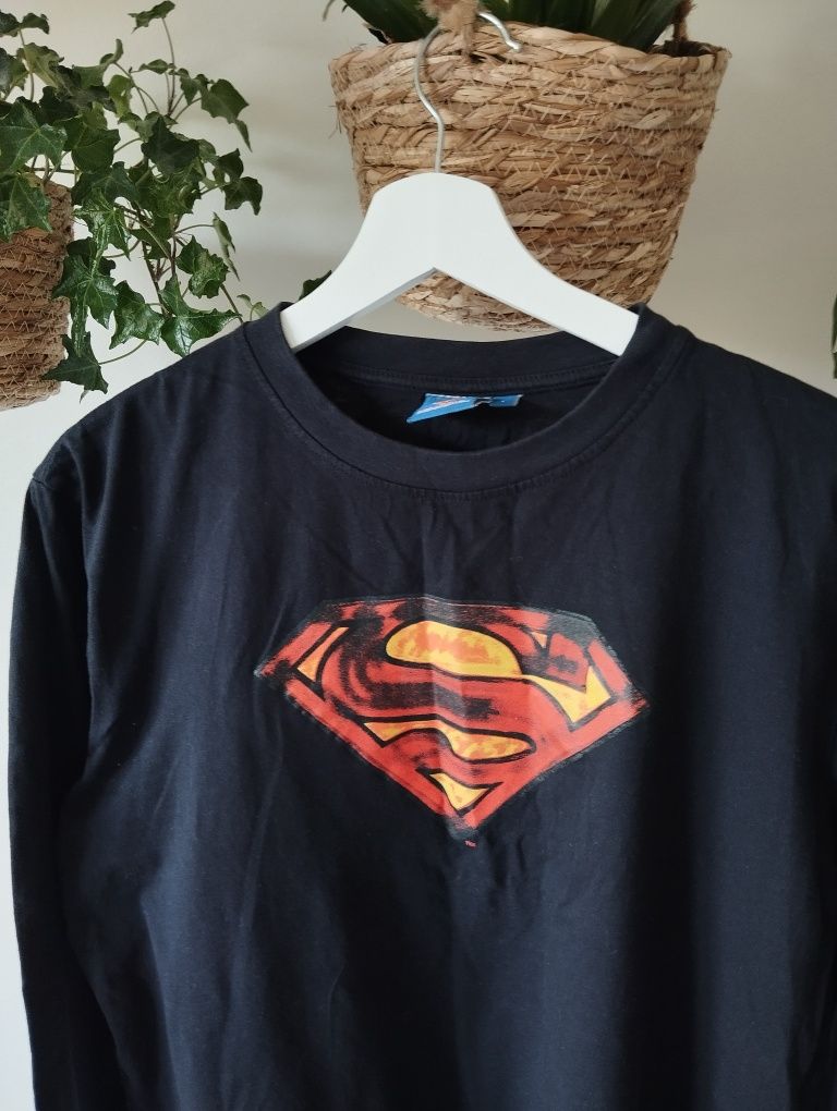 Bawełniany męski t-shirt Superman, logo, długi rękaw r. L Comics