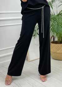 Nowe czarne spodnie z ozdobnym sznureczkiem Minouu M