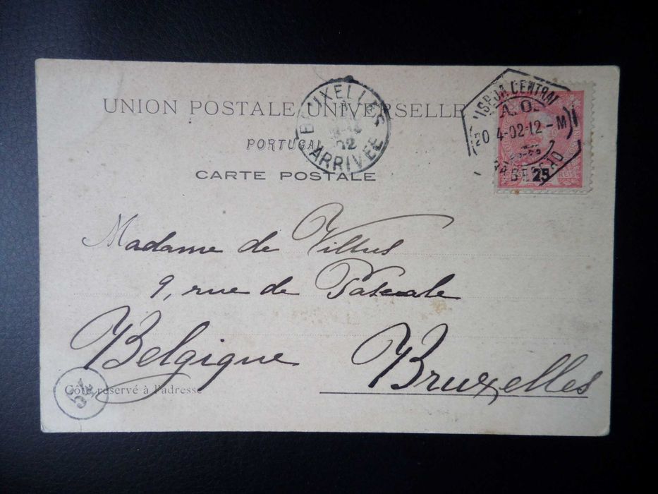 Bilhete Postal antigo Lisboa , selo da Monarquia