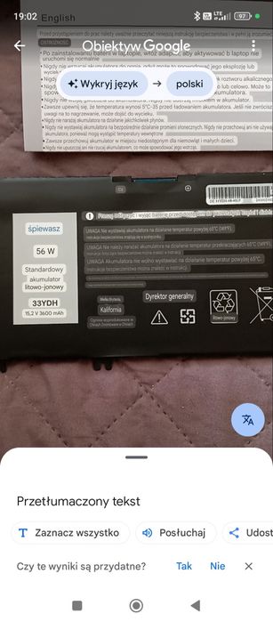 Bateria do laptopa 56wh