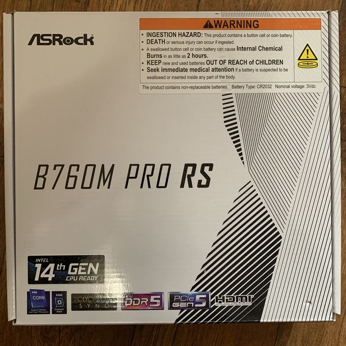 Asrock B760m Pro RS (DDR5) +WiFi 6, Bluetooth 5