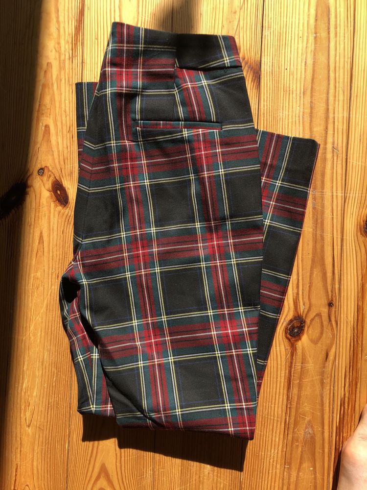 Zara Basic Spodnie w kratę, rozmiar S