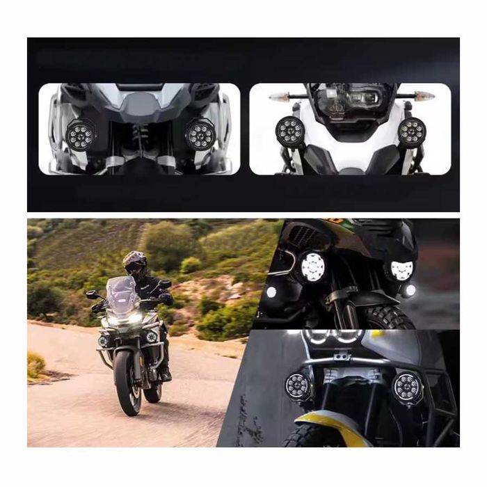 Faróis Auxiliares LED 4.5 Pol 70W - Projector 9 LEDs luz Presença halo