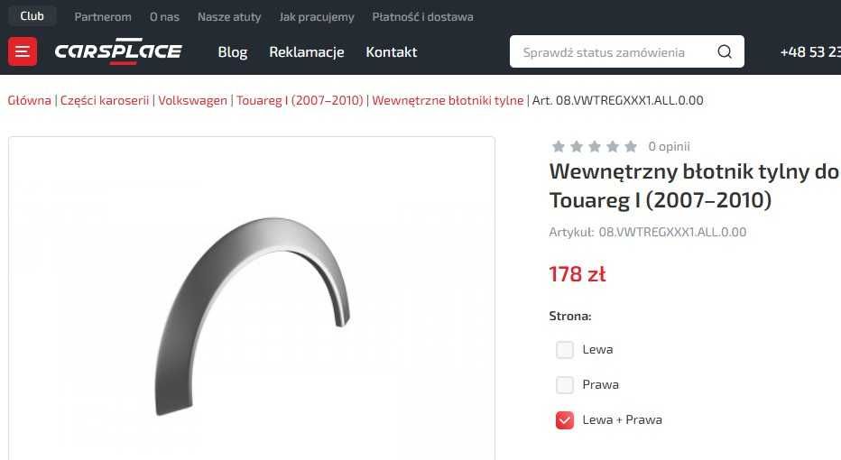Reperaturki błotnika tył Volkswagen Touareg I KOMPLET