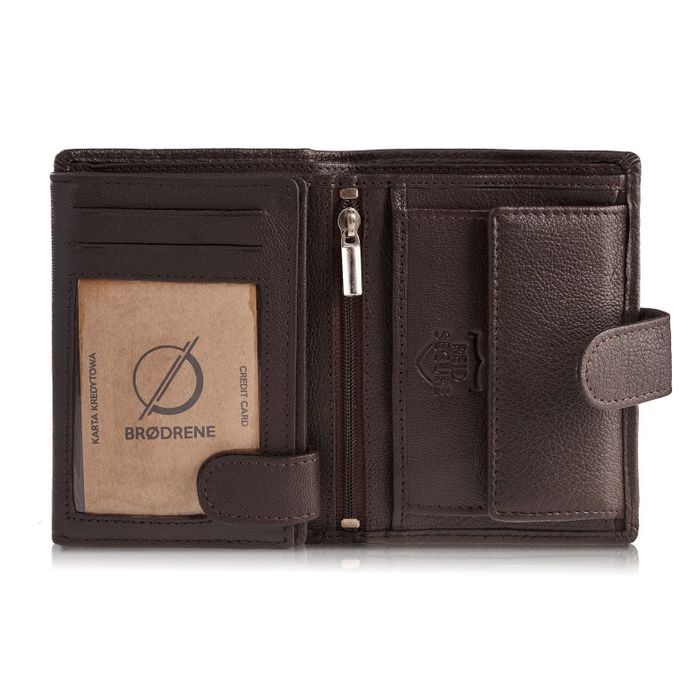 portfel męski skórzany brązowy brodrene g-28-br