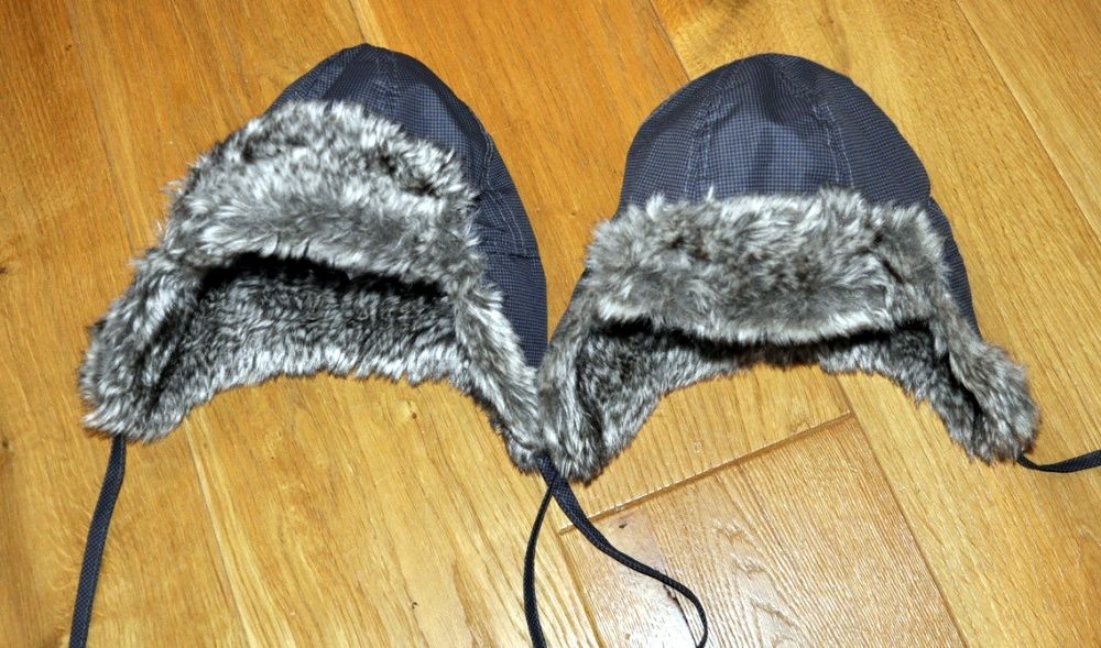 H&M, zimowa czapka uszatka, pilotka, rozm. 68