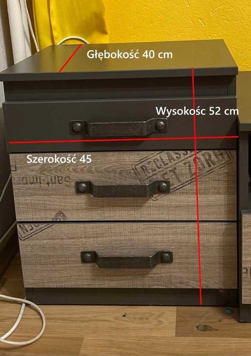 Komplet mebli młodzieżowych - szafa,łóżko,biurko,komoda,szafki,półki