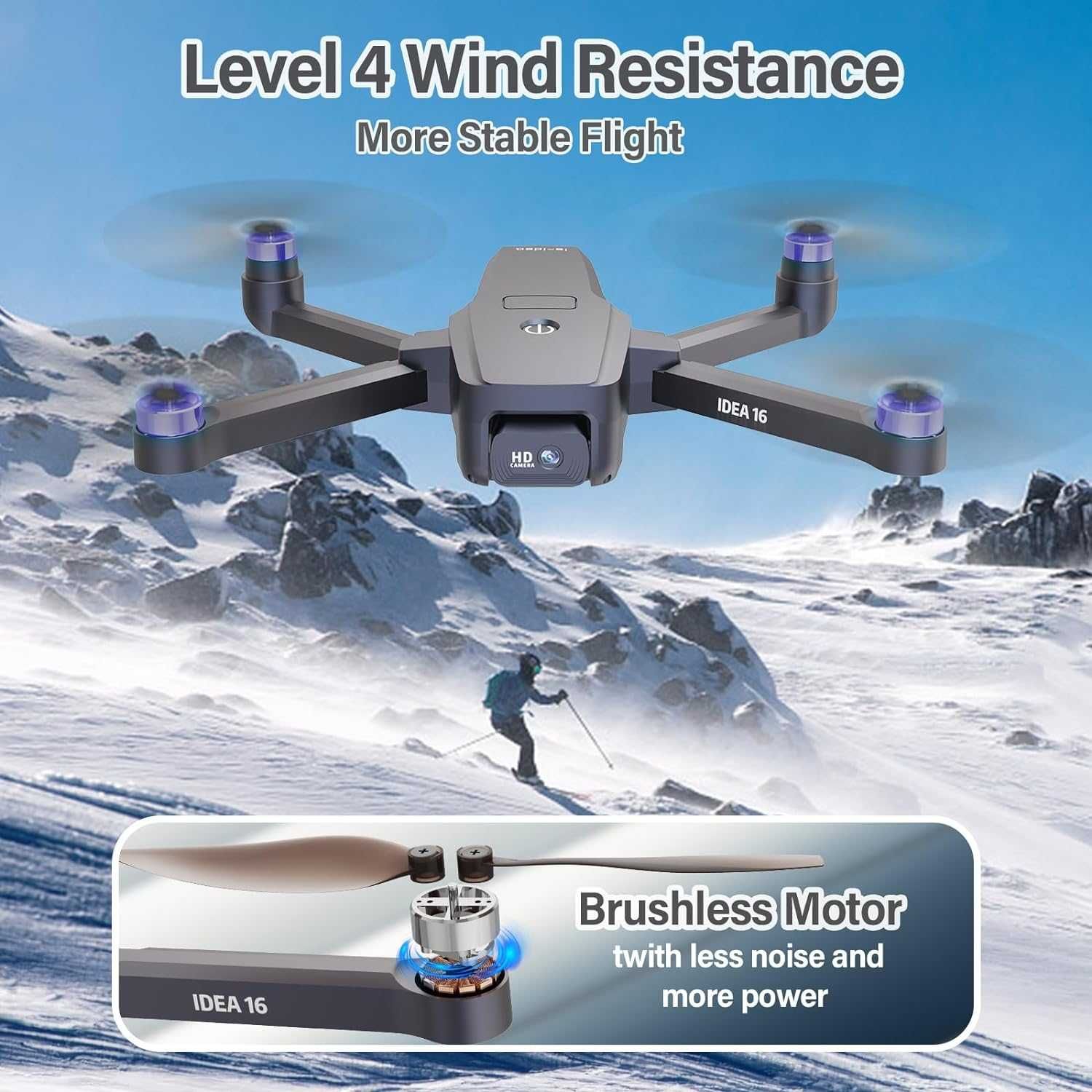 Drone IDEA16P câmara 2K 5 GHz WIFI 2 câmaras 40 km/h 2 baterias - NOVO