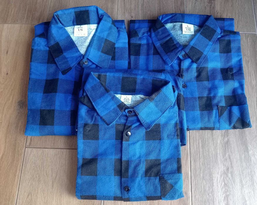 Koszula robocza flanelowa granatowa 3 sztuki rozm. L 41-42 /176cm