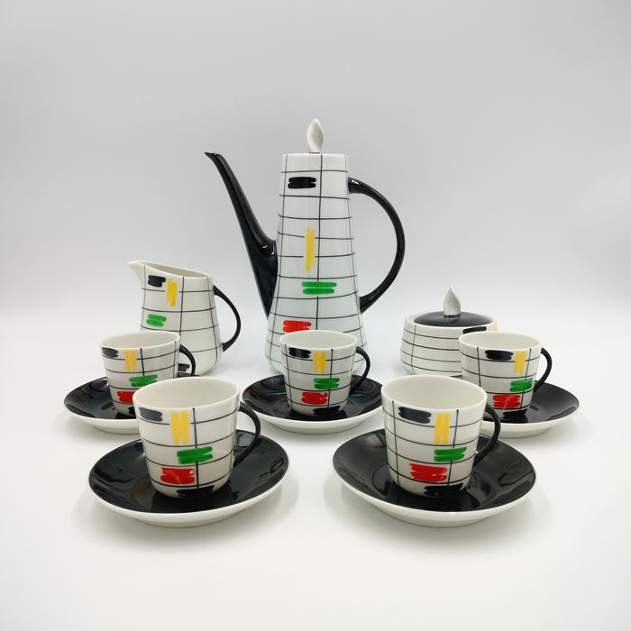 Serwis Kawowy Chodzież Prometeusz Porcelana PRL Pikasia