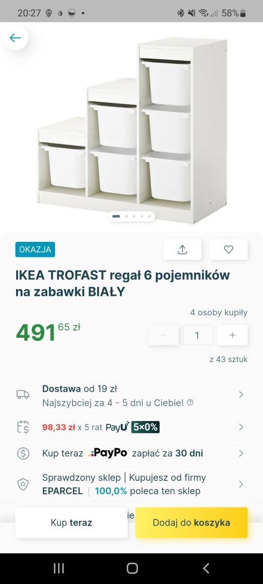Regal ikea z pojemnikami regał półki
