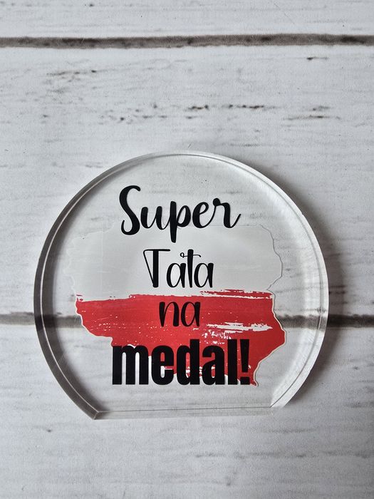 Dzień taty dzień ojca prezent tabliczka super tata na medal nowa
