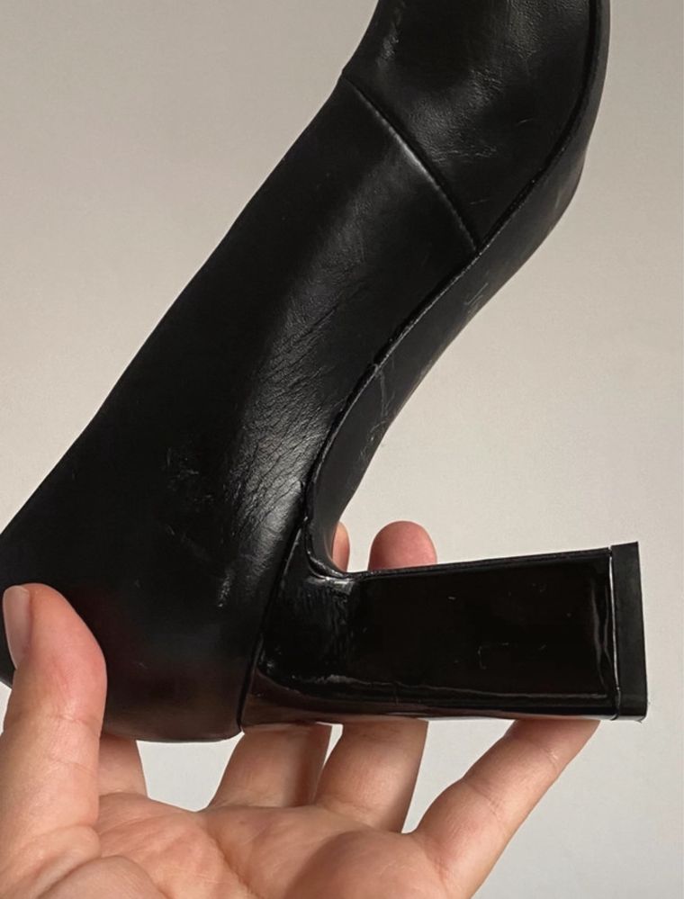 Buty obcasy 8 cm czarne skóra naturalna nowe 39