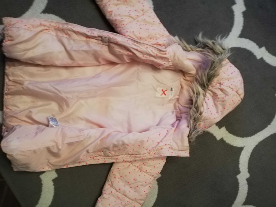Kurtka zimowa H&M różowa dziecięca rozmiar 134