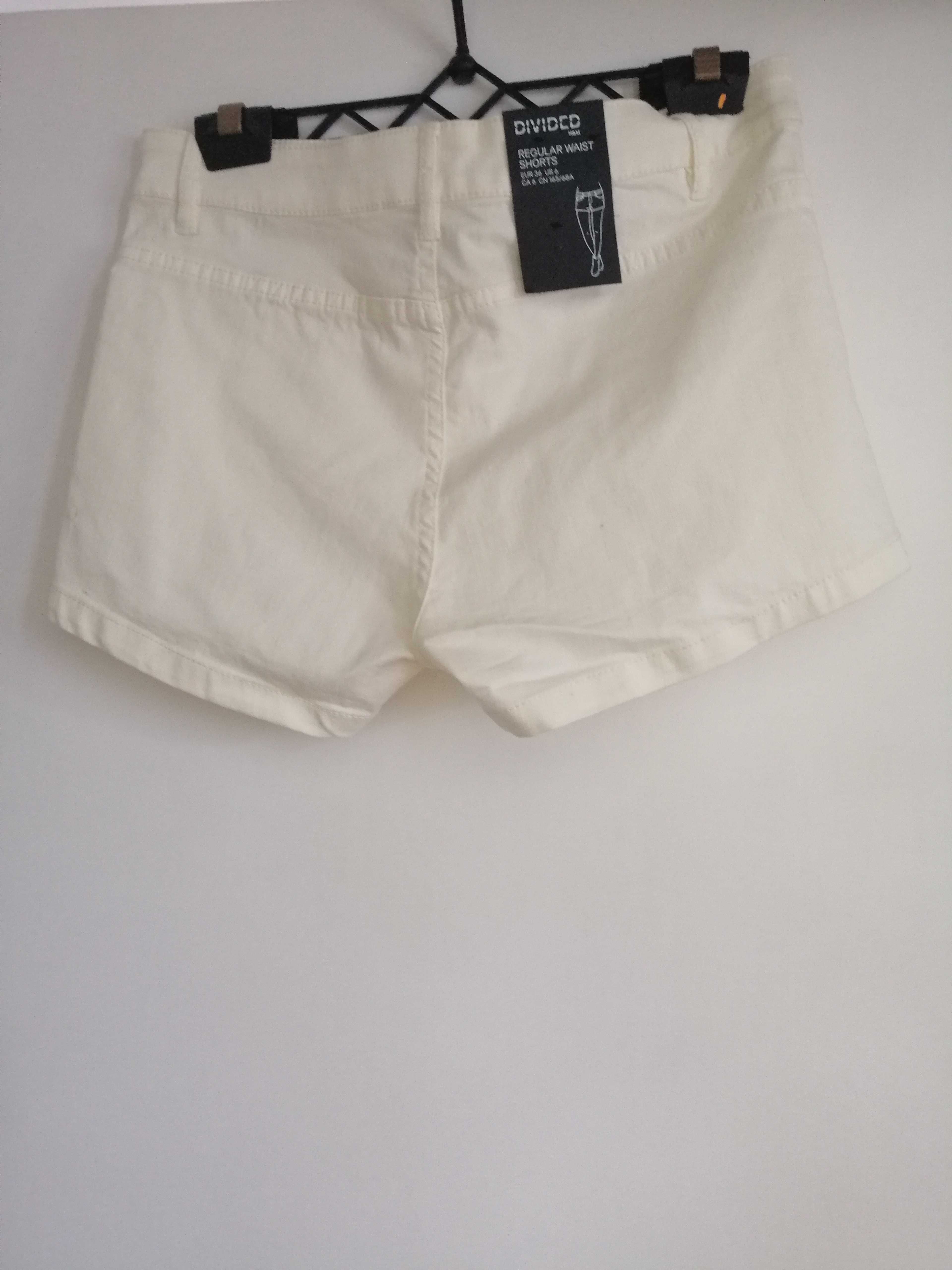 Białe szorty jeansowe H&M krótkie spodenki 36 s kieszonki nowe