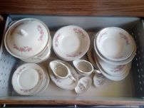 Zestaw serwis obiadowo-deserowy porcelana Włocławek dla 12 osób, PRL