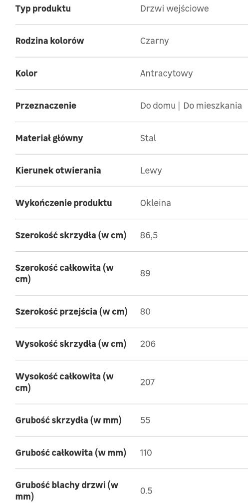 Nowe drzwi Panama Antracyt 80 lewe 
Panama AntracytDrzwi zewnętrzne