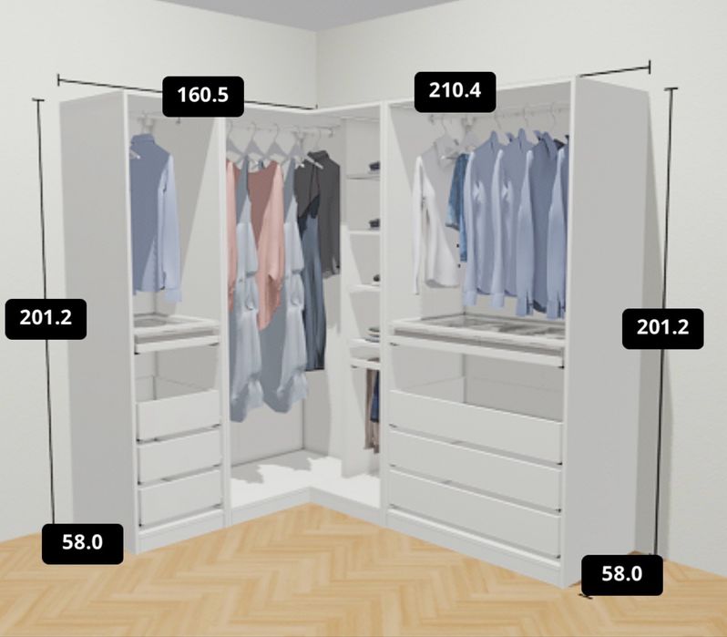 Roupeiro completo de canto IKEA