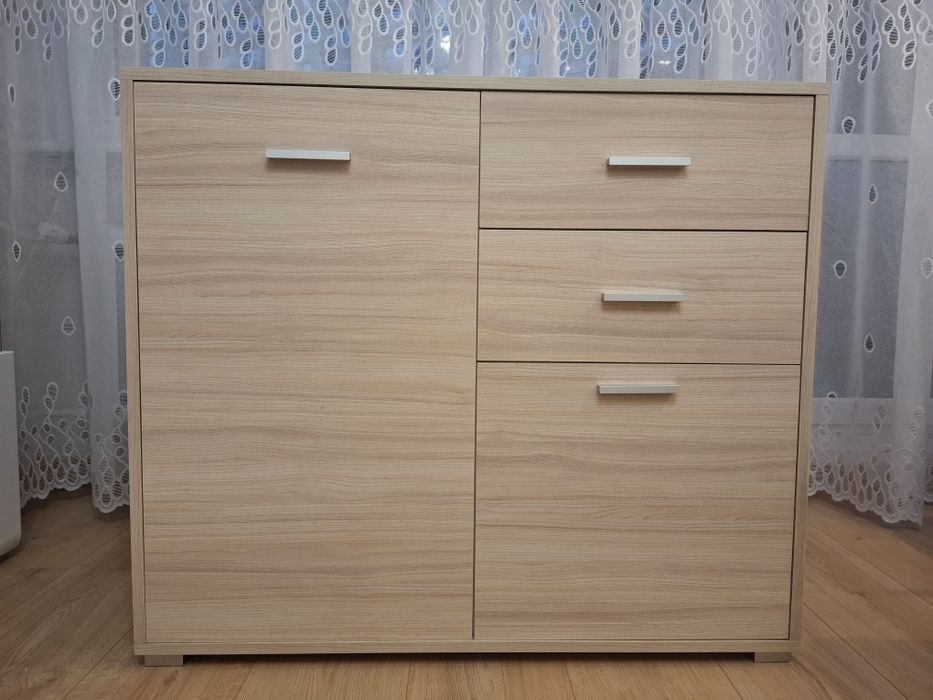 Komoda, półki, szuflady, jak nowa, dąb sonoma