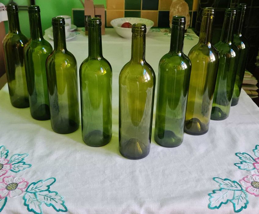 Butelki do wina na nalewki BORDEAUX zielone ciemne grube BDB i GRATIS