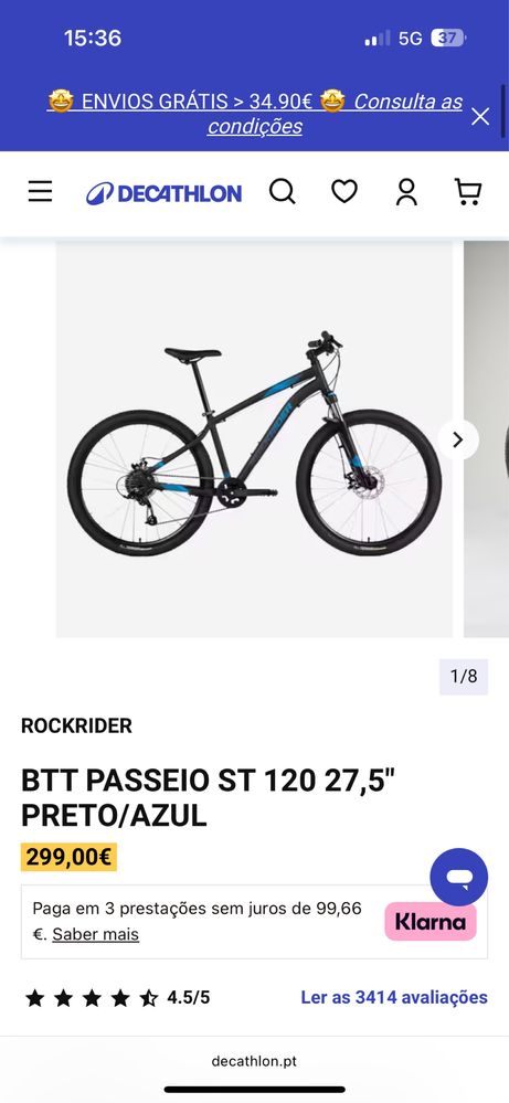 Bicicleta Oportunidade Rockrider BTT 27,5”S 200Eur e 29” M 290Eur
