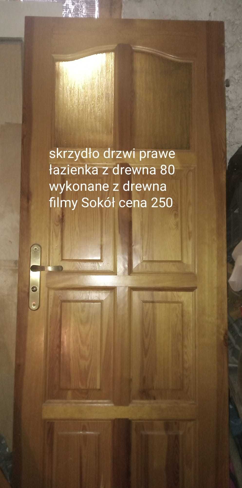 Drzwi drewniane 70, 80 cm. Firma Sokół