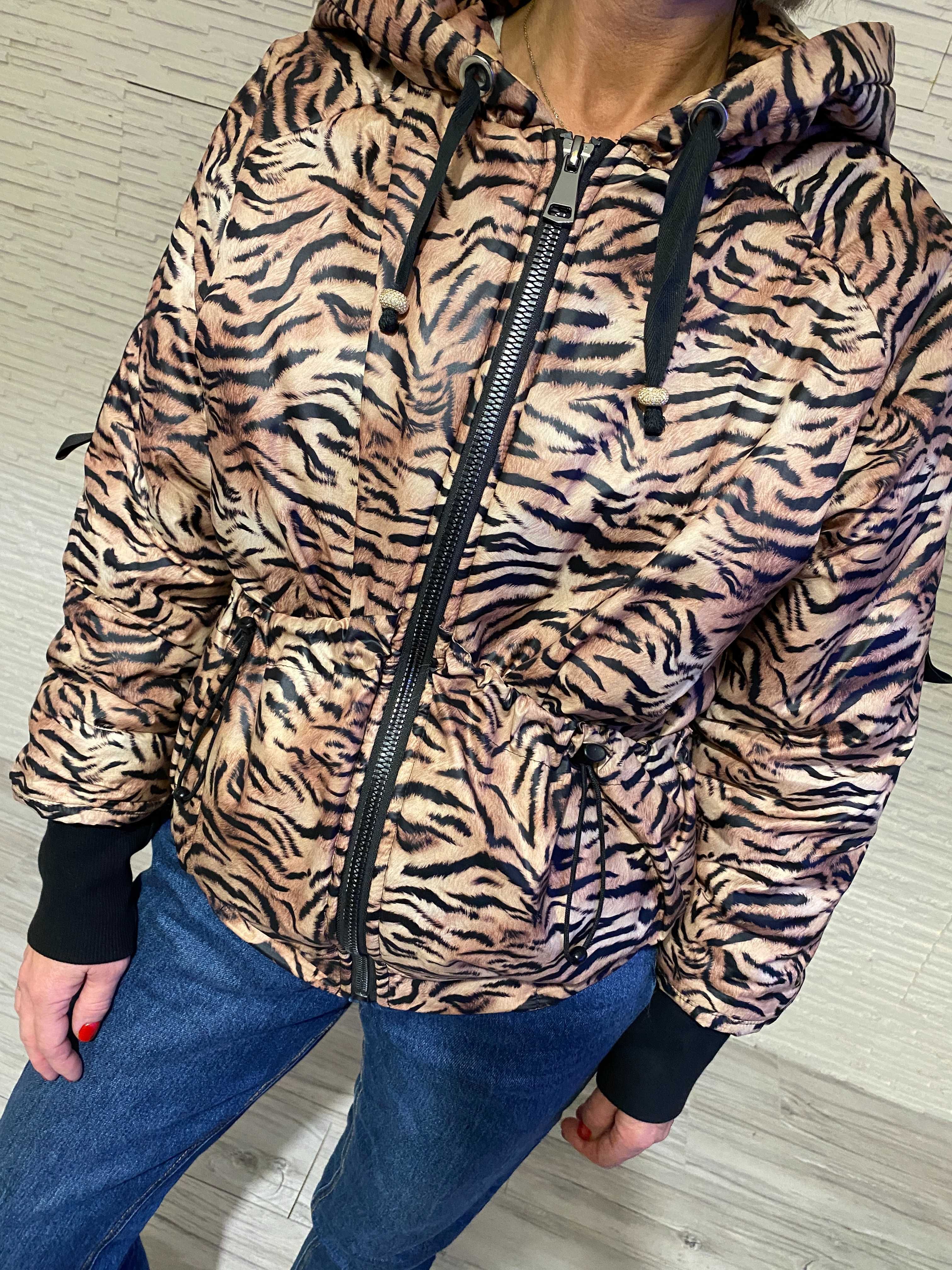 S-M fashion kurtka Tiger - print animal tygrys taśmy S-M