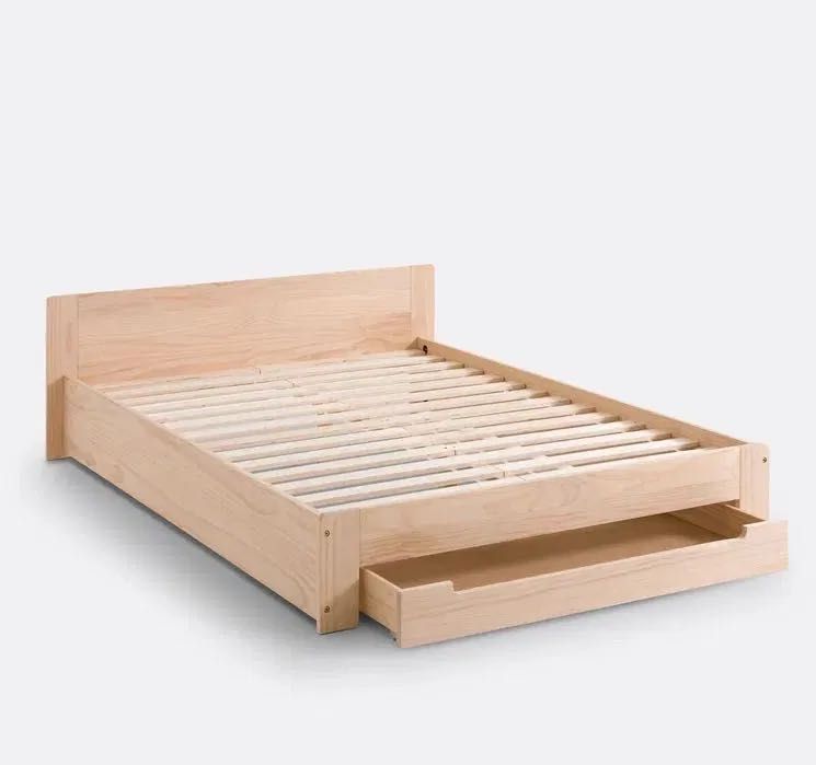 Cama La Redoute em madeira de pinho maciço claro com estrado 160x200cm