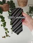 Męski jedwabny krawat 100% silk w paski, czarny, 9 cm, Jan Paulsen