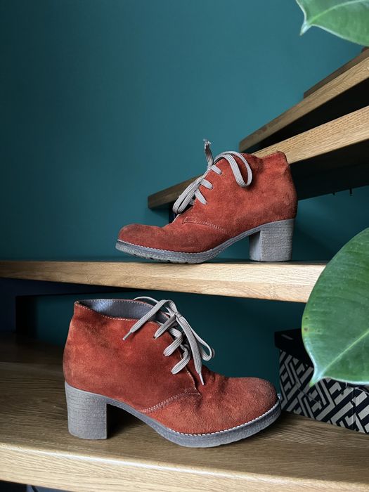 Buty botki kozaki obcas skóra czerwony leather red eleganckie Venezia