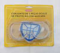 Máscara e óculos de protecção no trabalho