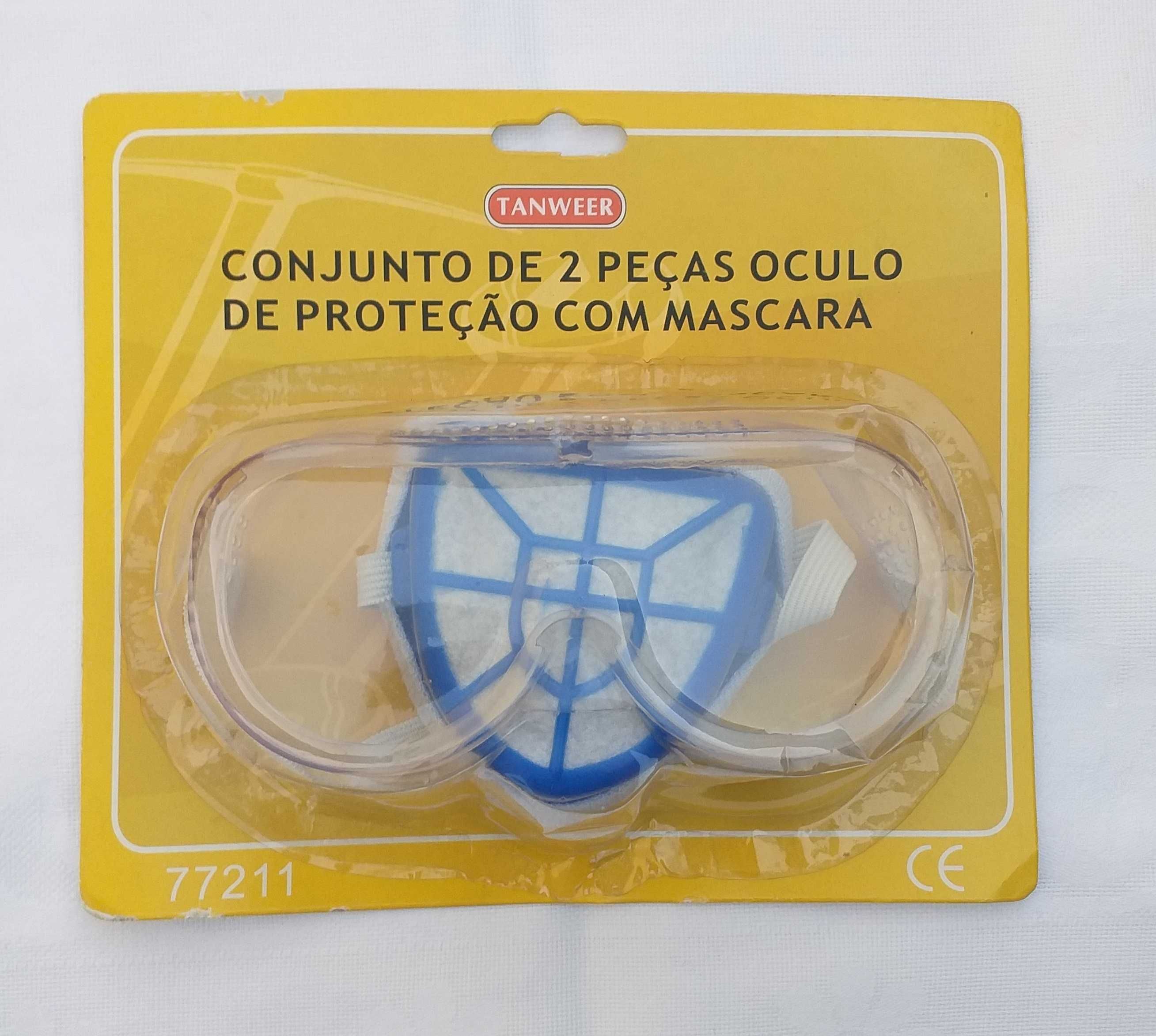 Máscara e óculos de protecção no trabalho