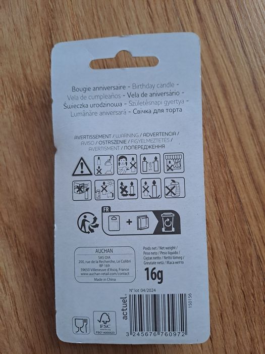 Świeczka do tortu cyfra 6