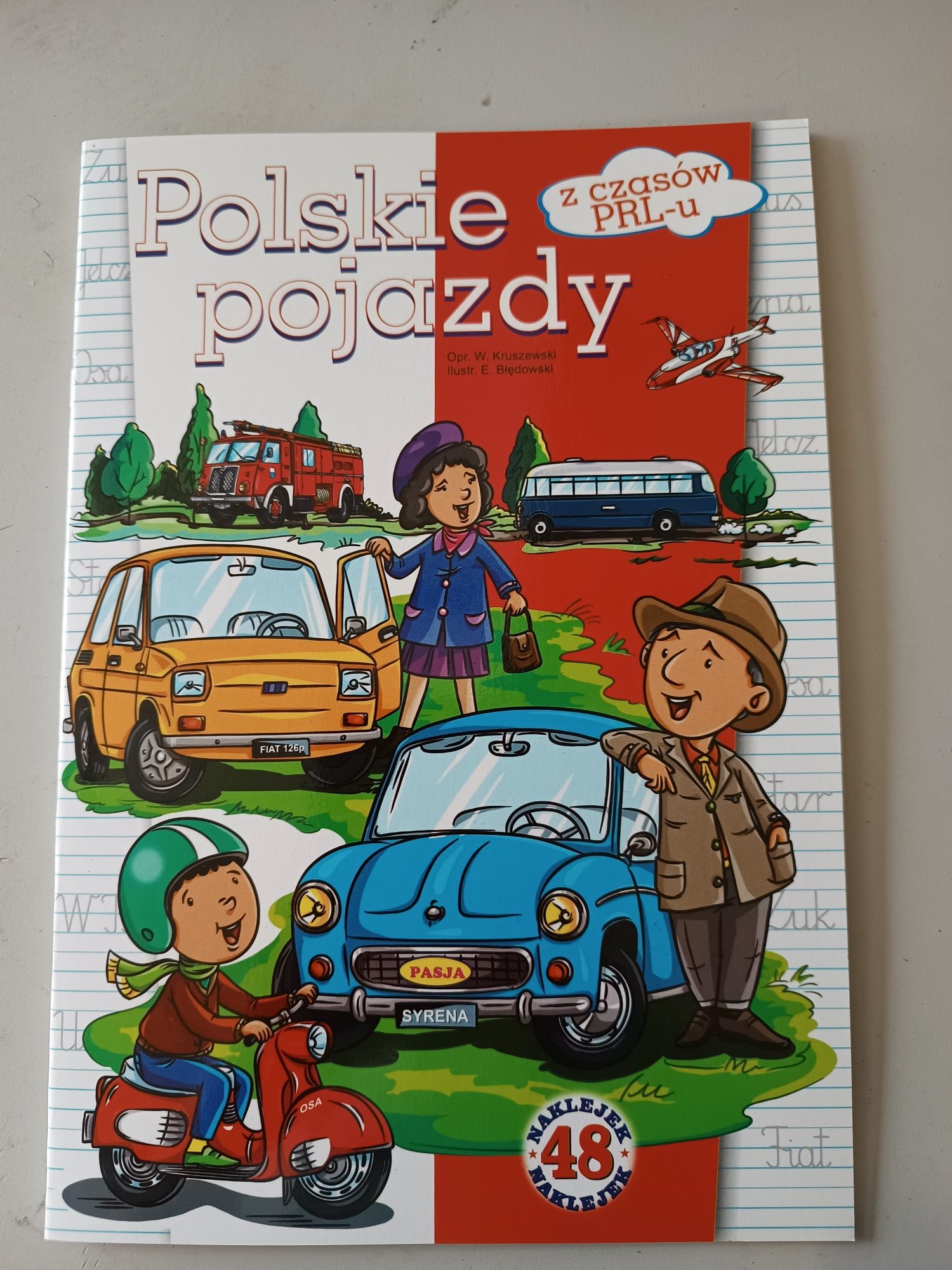 Książka dla dzieci kolorowanka naklejki WSK Wfm komar fiat żuk pojazdy