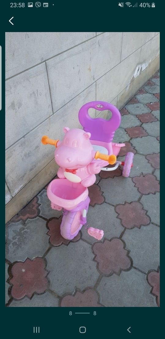 Красивый розовый рожевий велосипед ровер велик музыкальный для девочки