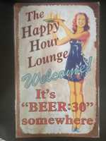 Tabliczka metalowa the happy hour  Lounge 25x40