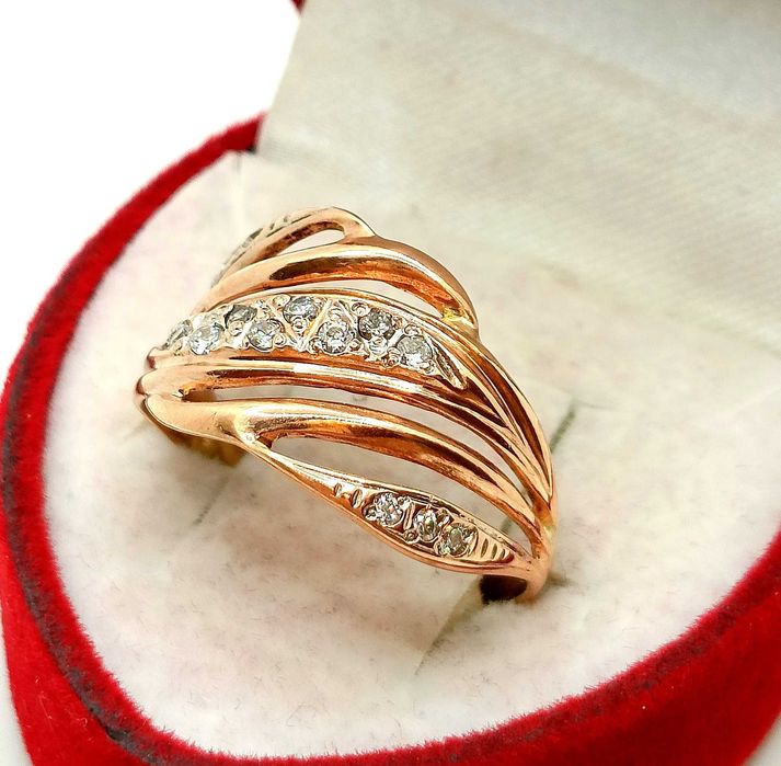 Złoty pierścionek ażurowy szeroki Pr.585 W:2,57gr Roz,14