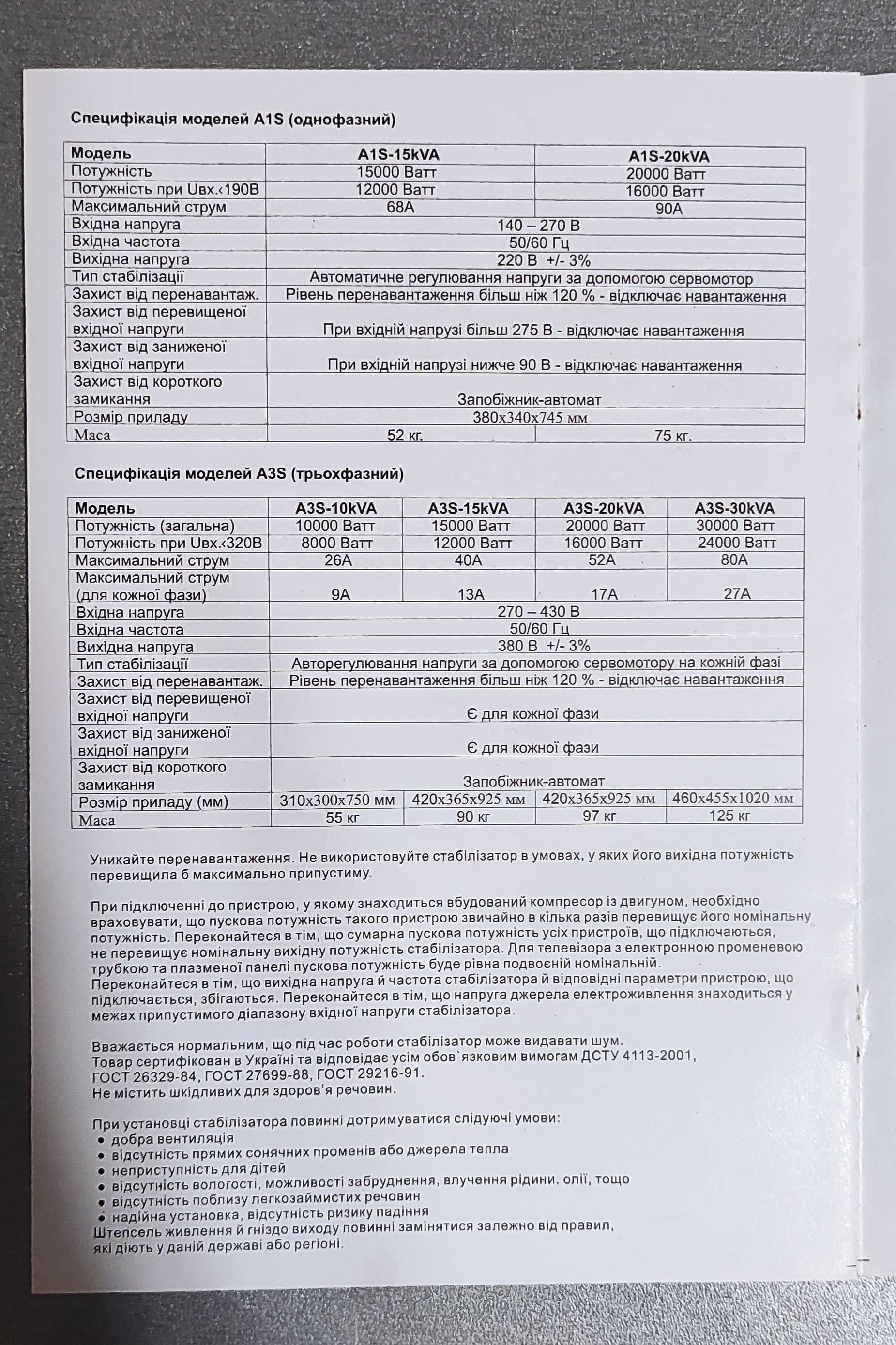 Cтабілізатор напруги А1S 20кВт