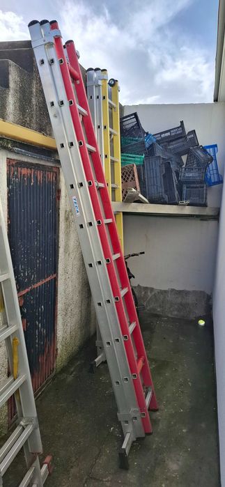 Escada com lanço isolado, escadote, arnes