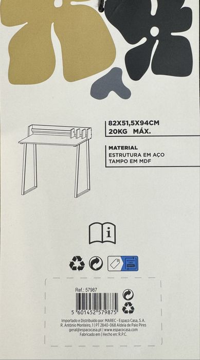 Secretária preta moderna para escritório ou estudo