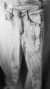 Spodnie jeans marmurkowe szare S