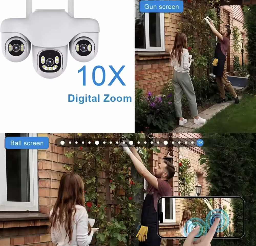 Камера V380Pro 3обП 4G на SIMці камера 15MP 8K ВУЛИЧНА PTZ відеокамера