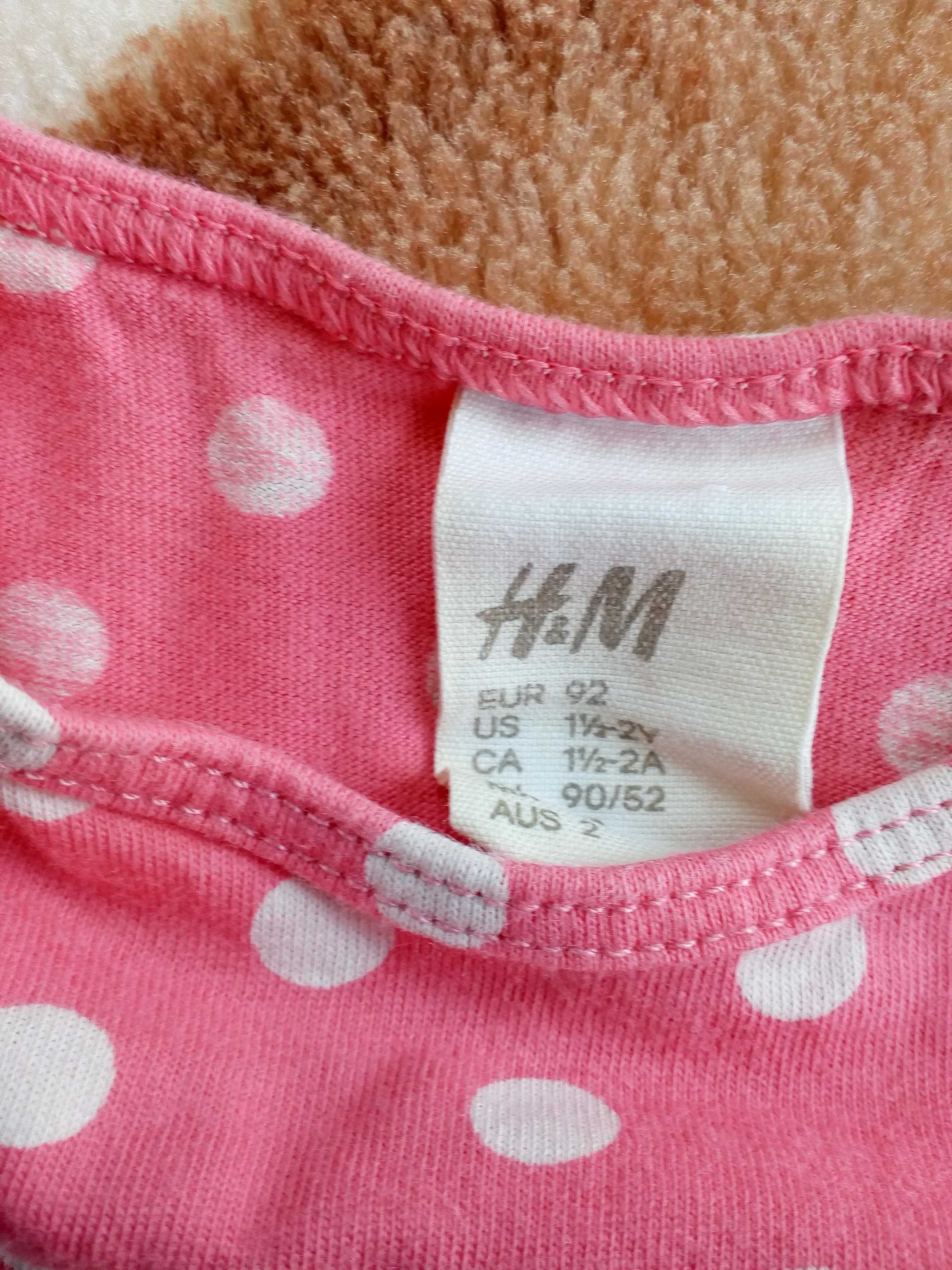 Różowa sukienka H&M 92 w grochy groszki kropki kropeczki jak nowa