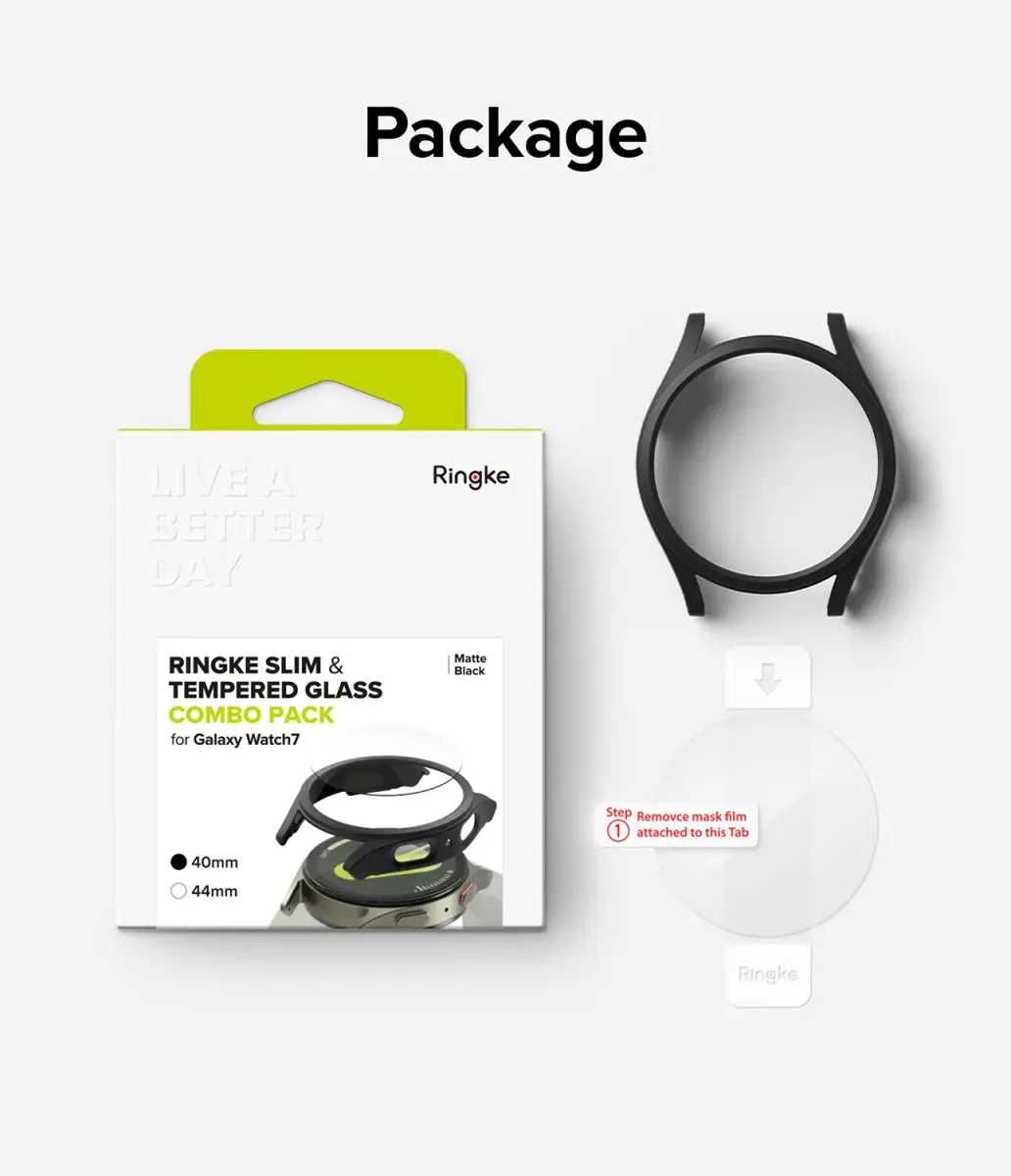 Чехол Ringke Slim + Glass Combo для Galaxy Watch 7 40mm Matte Black