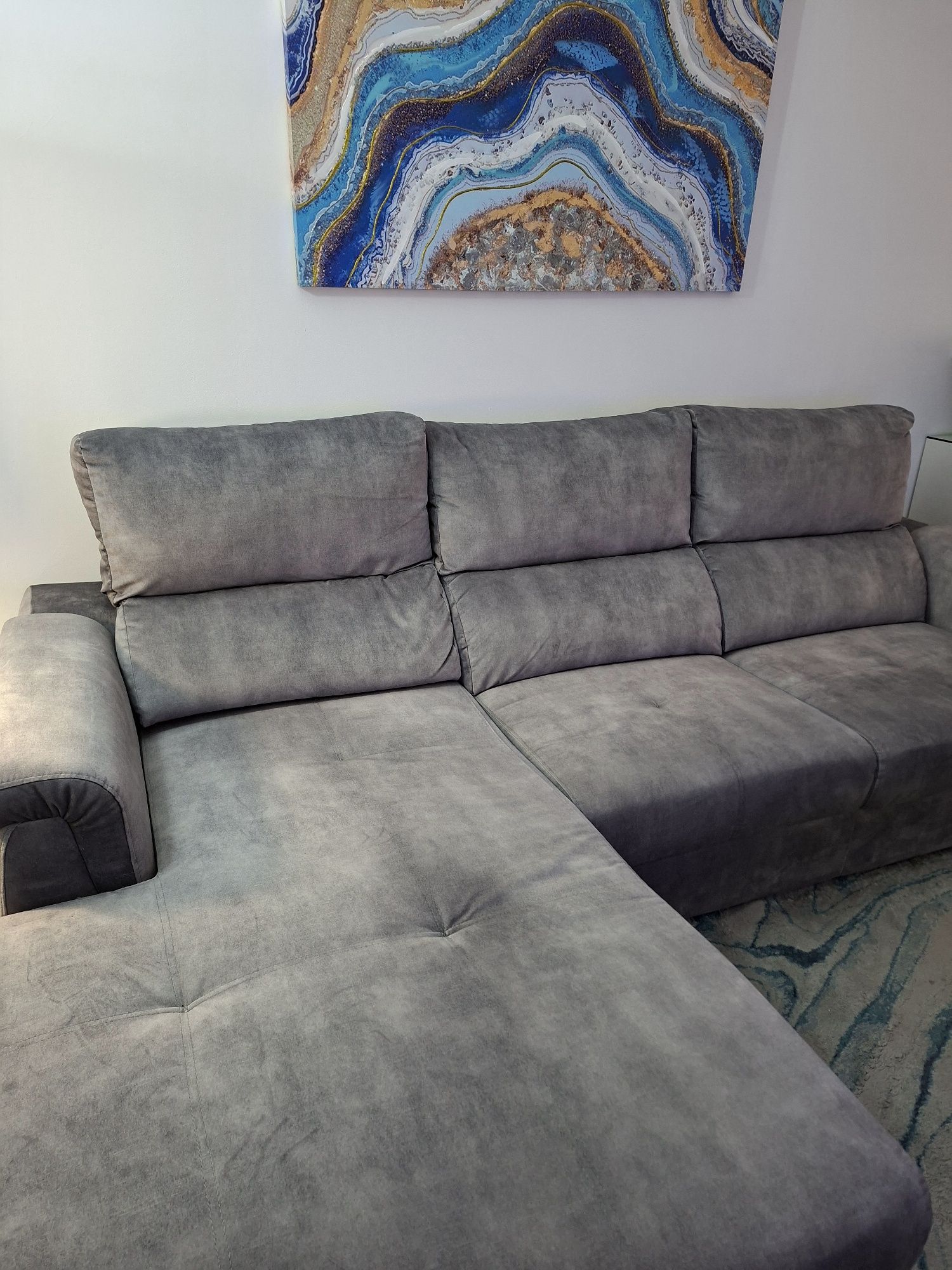 Sofa extensível com chaise long, muito confortável
