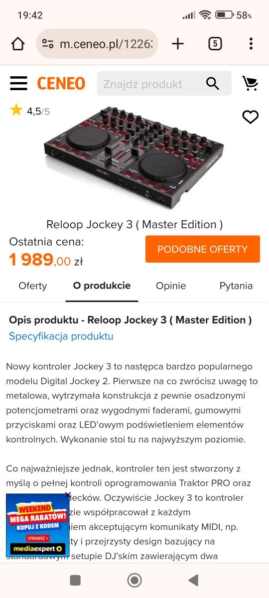 Mikser DJ Reloop Jockey III Master edition jedyny na ogloszeniach