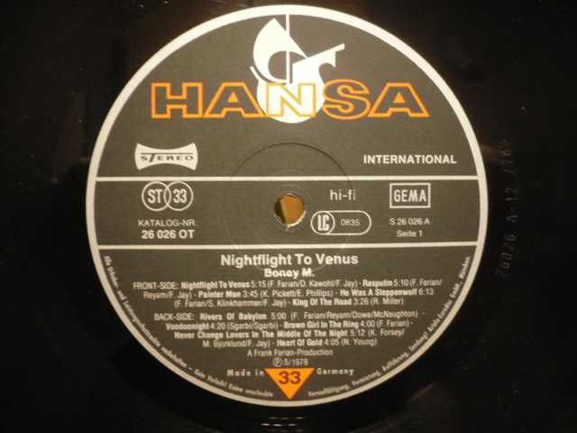 Płyta winylowa Boney M. Nightflight to Venus + pocztówki.Zapraszam.